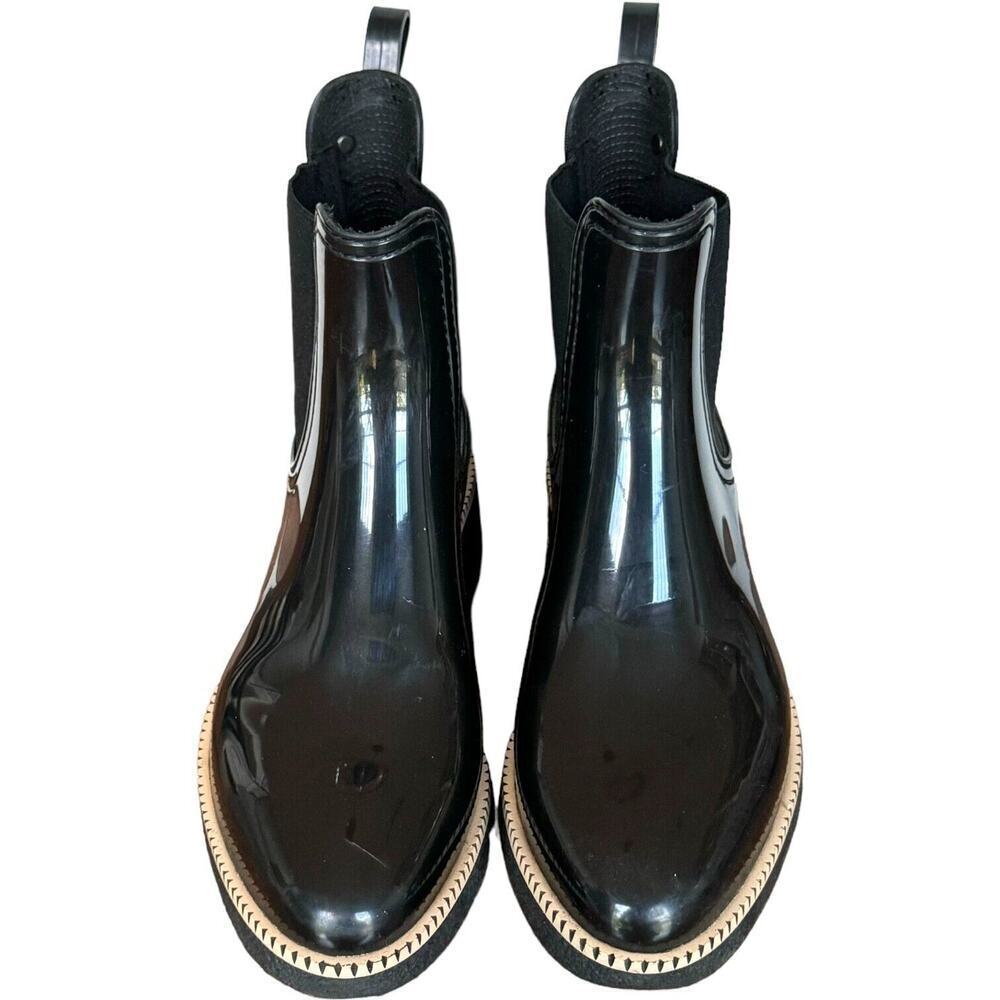 Lemon Jelly Womens Ava Chelsea Rain Boots Black Pull On Almond Toe Ankle 7 EU 38 - Picture 2 of 12